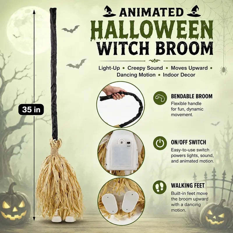 Animated Witch Broom – Lights, Music & Motion – The Life of the Party