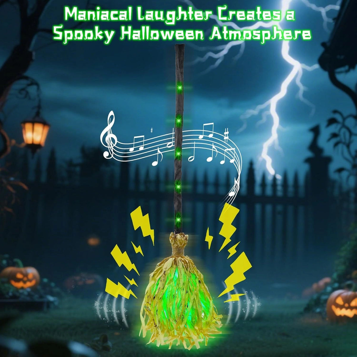 Animated Witch Broom – Lights, Music & Motion – The Life of the Party
